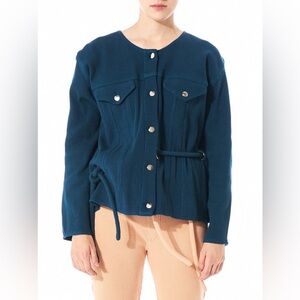 Faustine Steinmetz designer ribbed casual cotton oversized relax blue jacket M